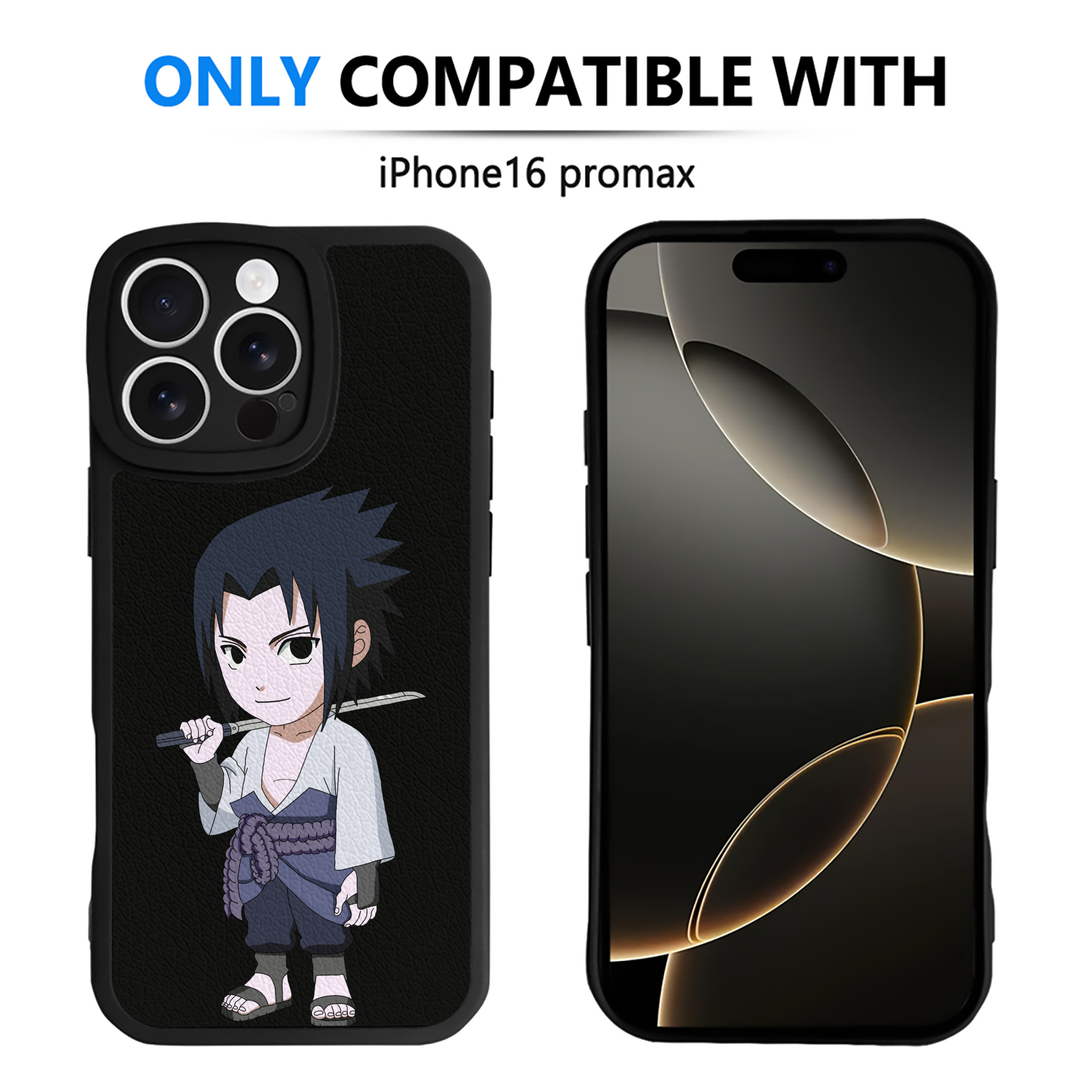 （画像用） NARUTO -ナルト- うちは サスケ Uchiha Sasuke 【iPhone 16シリーズ対応】シリコンスマホケース（レザー調） 材質：シリコン